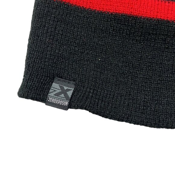 ZeroXposur Beanie Designed Knitted black and red skully - Picture 2 of 5